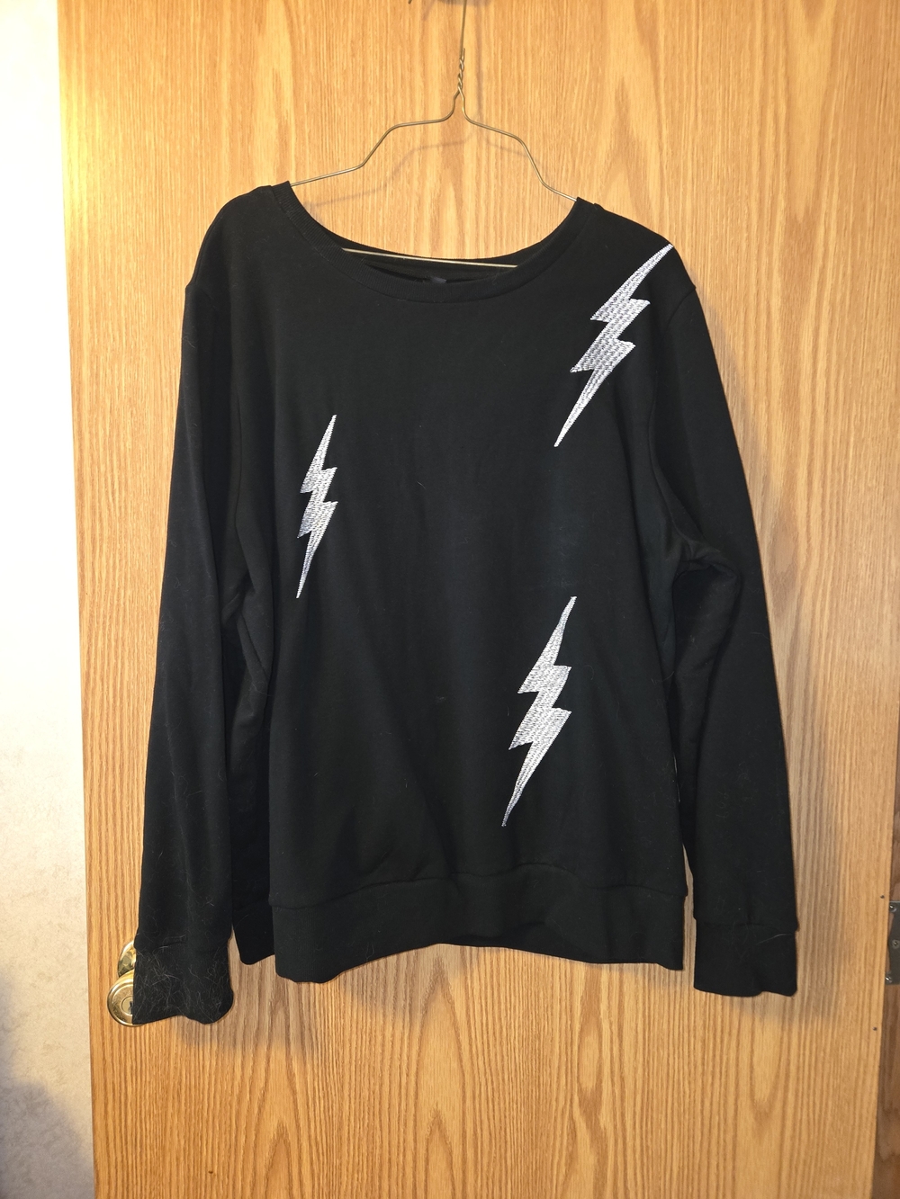 torrid Black Crewneck Sweatshirt with Silver Lightning Bolts